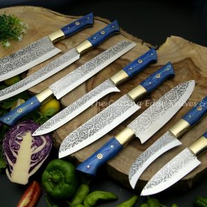 Royal Blue Etching Steel Knives