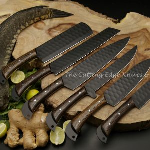 Wavy Forged Wenge Knife Set