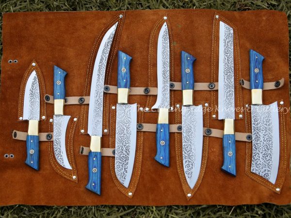 Royal Blue Etching Steel Knives - Image 5